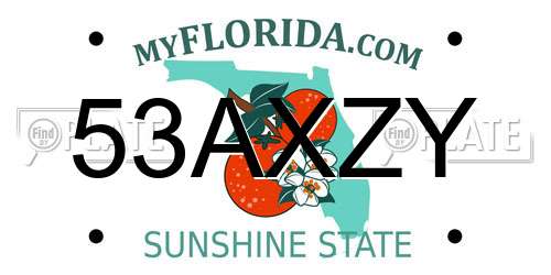 53AXZY Florida License Plate
