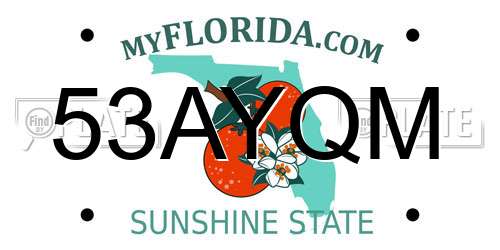 53AYQM Florida License Plate