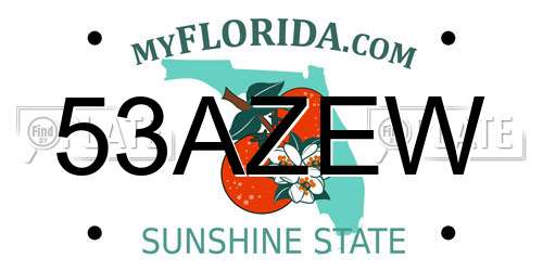 53AZEW Florida License Plate