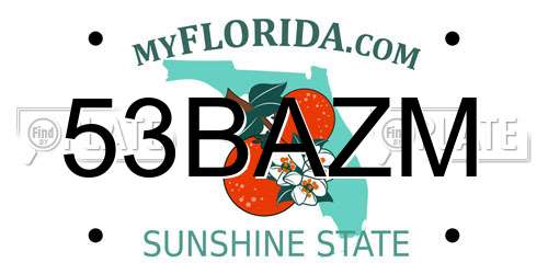 53BAZM Florida License Plate