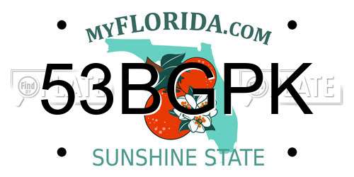 53BGPK Florida License Plate