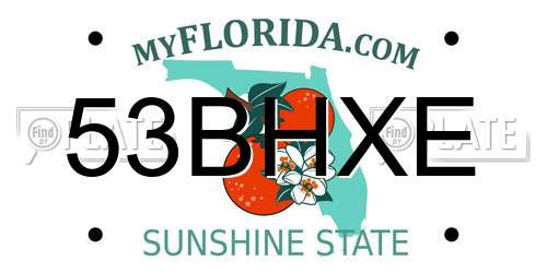 53BHXE Florida License Plate