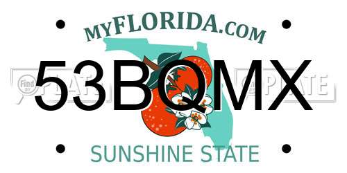 53BQMX Florida License Plate