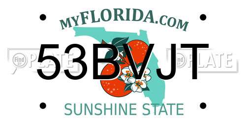 53BVJT Florida License Plate