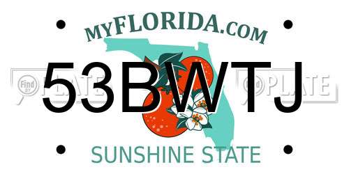 53BWTJ Florida License Plate