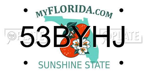 53BYHJ Florida License Plate