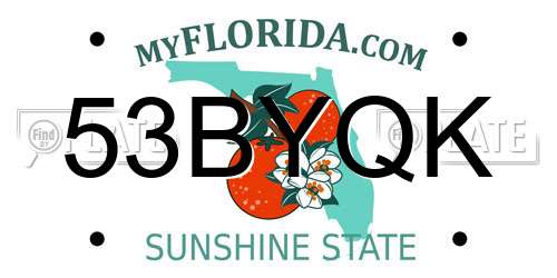53BYQK Florida License Plate