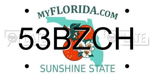 53BZCH Florida License Plate