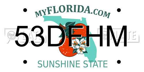 53DFHM Florida License Plate