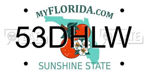 53DHLW Florida License Plate