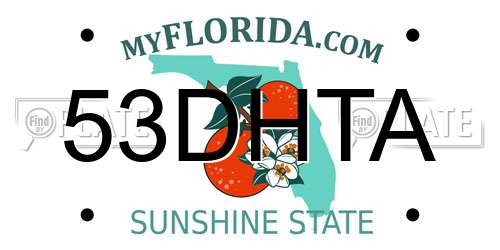 53DHTA Florida License Plate