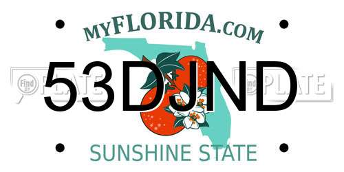 53DJND Florida License Plate
