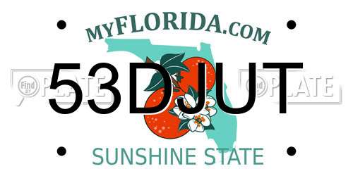 53DJUT Florida License Plate