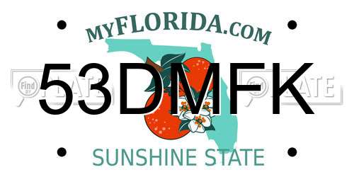 53DMFK Florida License Plate