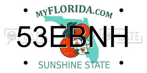 53EBNH Florida License Plate