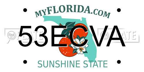 53ECVA Florida License Plate