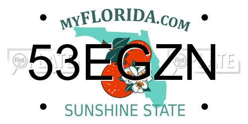 53EGZN Florida License Plate