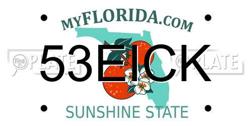 53EICK Florida License Plate