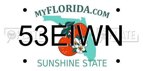 53EIWN Florida License Plate