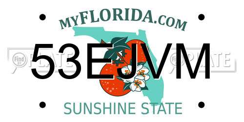 53EJVM Florida License Plate