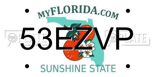 53EZVP Florida License Plate