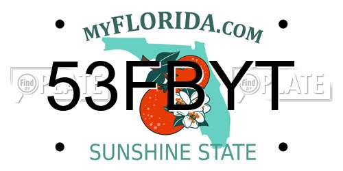 53FBYT Florida License Plate