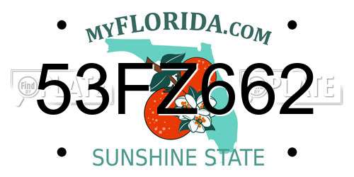 53FZ662 Florida License Plate
