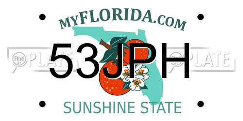 53JPH Florida License Plate