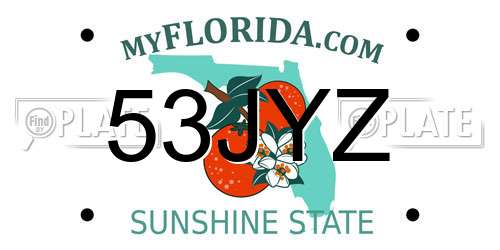 53JYZ Florida License Plate