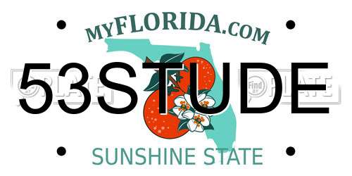 53STUDE Florida License Plate