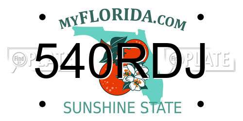 540RDJ Florida License Plate