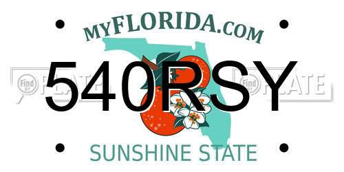 540RSY Florida License Plate