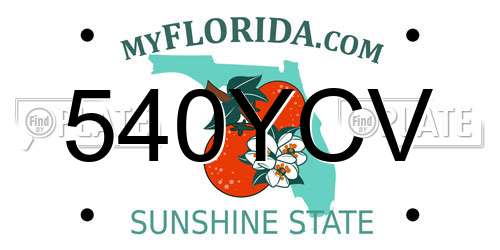 540YCV Florida License Plate