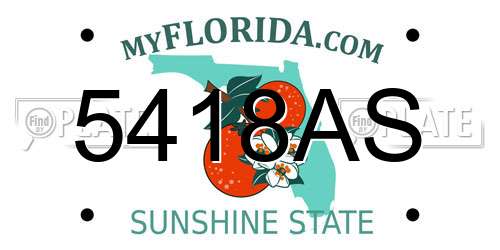 5418AS Florida License Plate