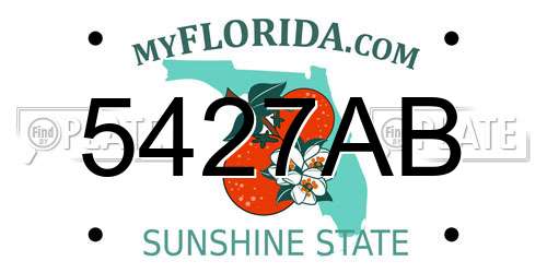5427AB Florida License Plate