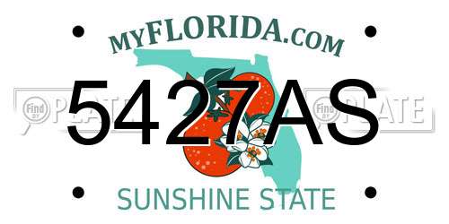 5427AS Florida License Plate