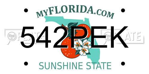 542PEK Florida License Plate