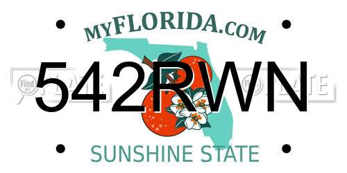 542RWN Florida License Plate