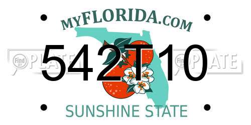 542T10 Florida License Plate