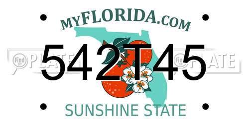542T45 Florida License Plate