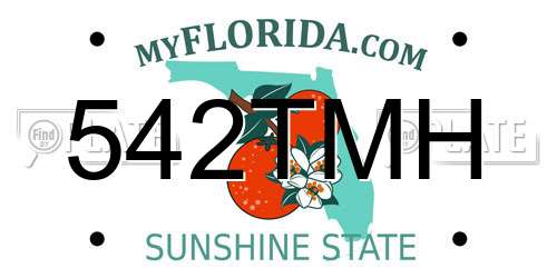 542TMH Florida License Plate