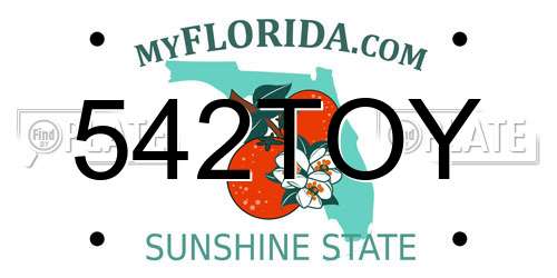 542TOY Florida License Plate