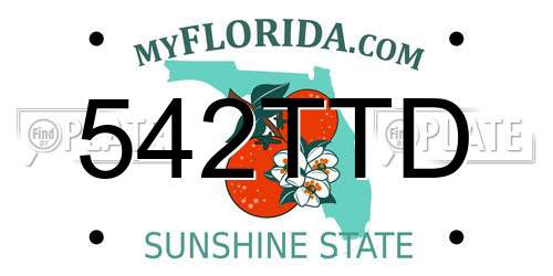 542TTD Florida License Plate