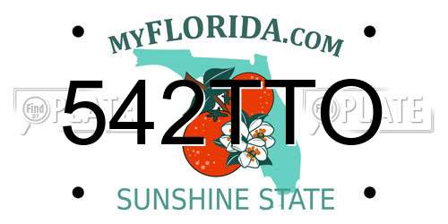542TTO Florida License Plate