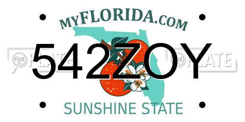 542ZOY Florida License Plate