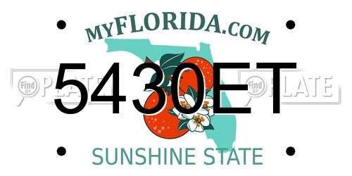 5430ET Florida License Plate