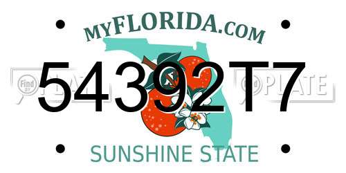 54392T7 Florida License Plate