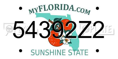 54392Z2 Florida License Plate