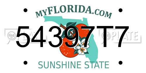 54397T7 Florida License Plate