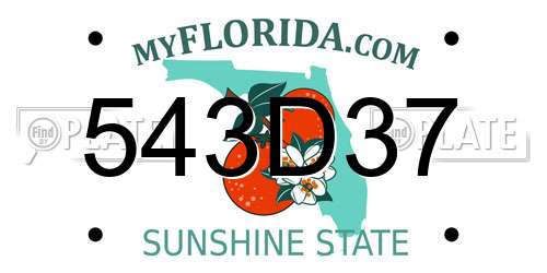 543D37 Florida License Plate
